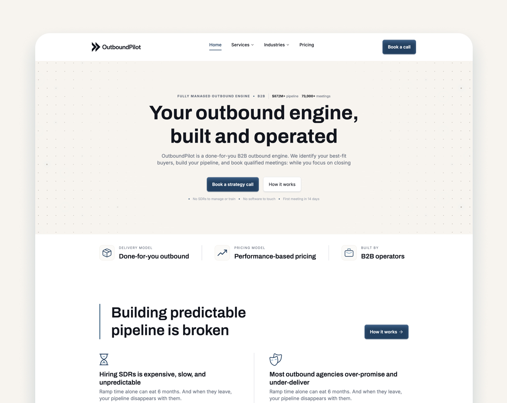 OutboundPilot homepage preview
